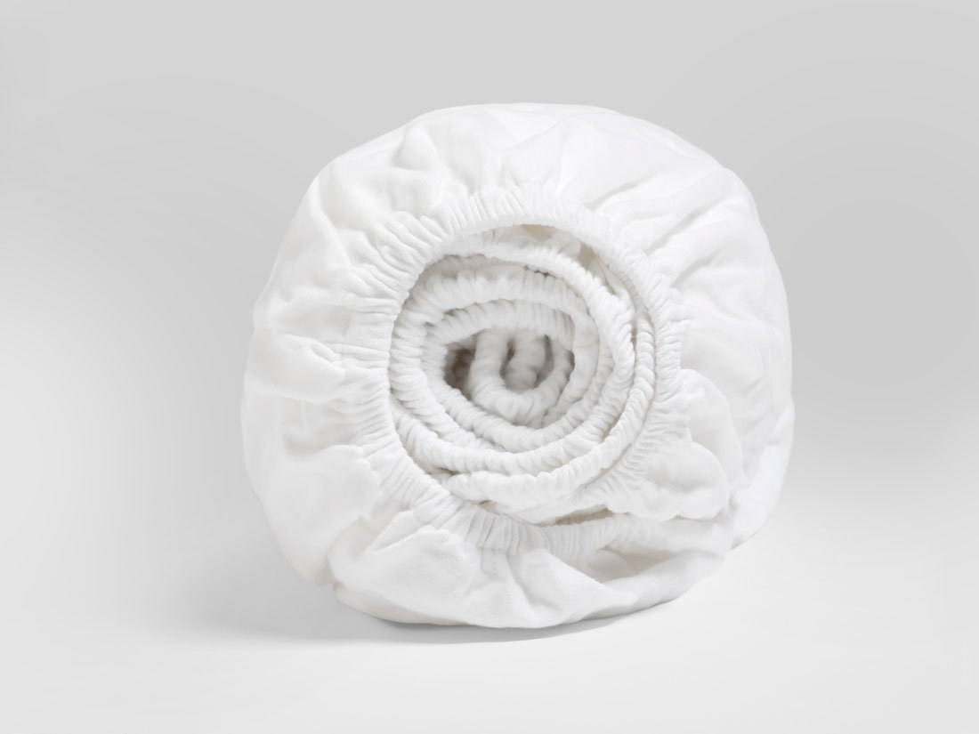 Image of Yumeko Hoeslaken velvet flanel pure white 90x200x30 100% biologisch katoen, flanel (licht geborsteld)