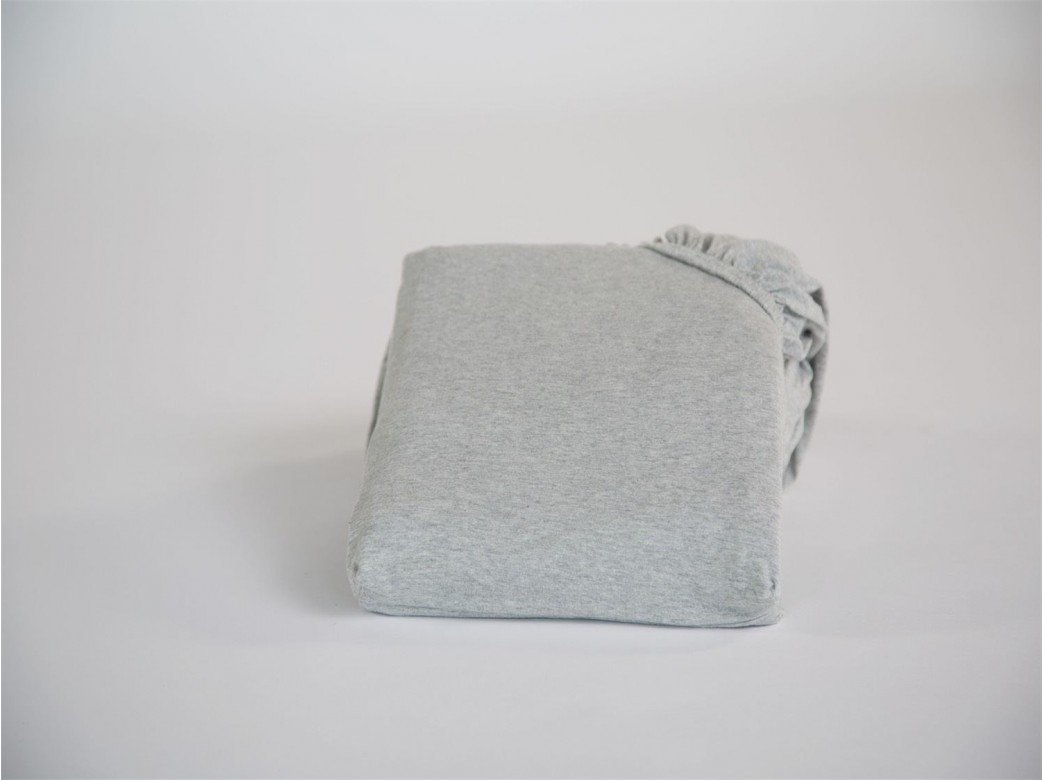Image of Yumeko Hoeslaken jersey white grey 100x200x30 100% biologisch en fairtrade katoen, jersey katoen (gebreid)