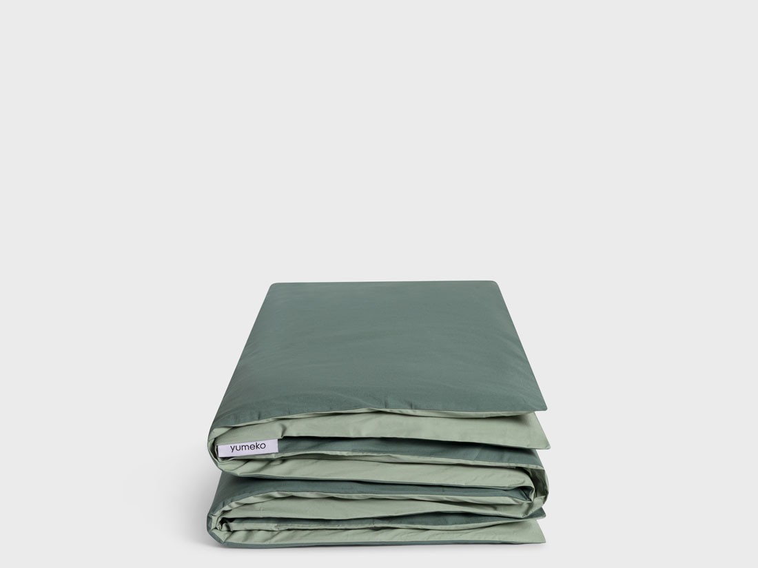 Yumeko Kinderdekbedovertrek percal double face jade forest green 120x150 100 biologisch en fairtrade katoen, percal geweven
