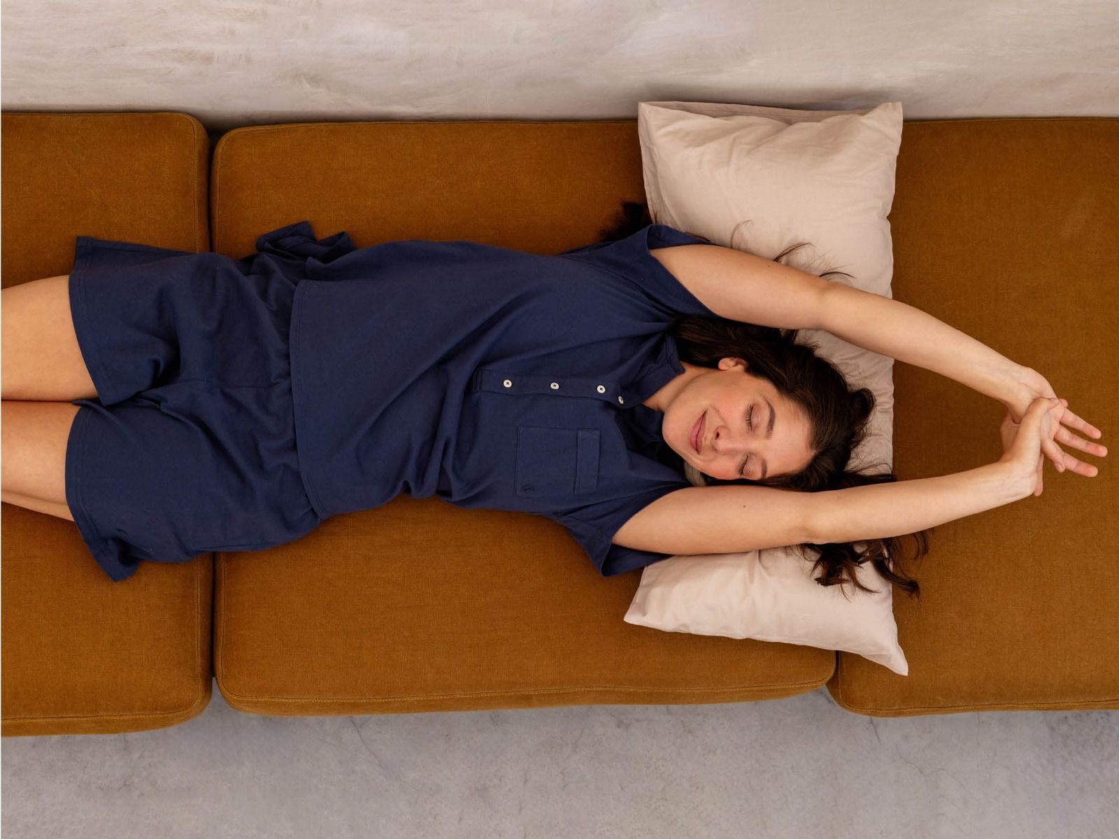 Pyjamaset dames kort jersey midnight blue
