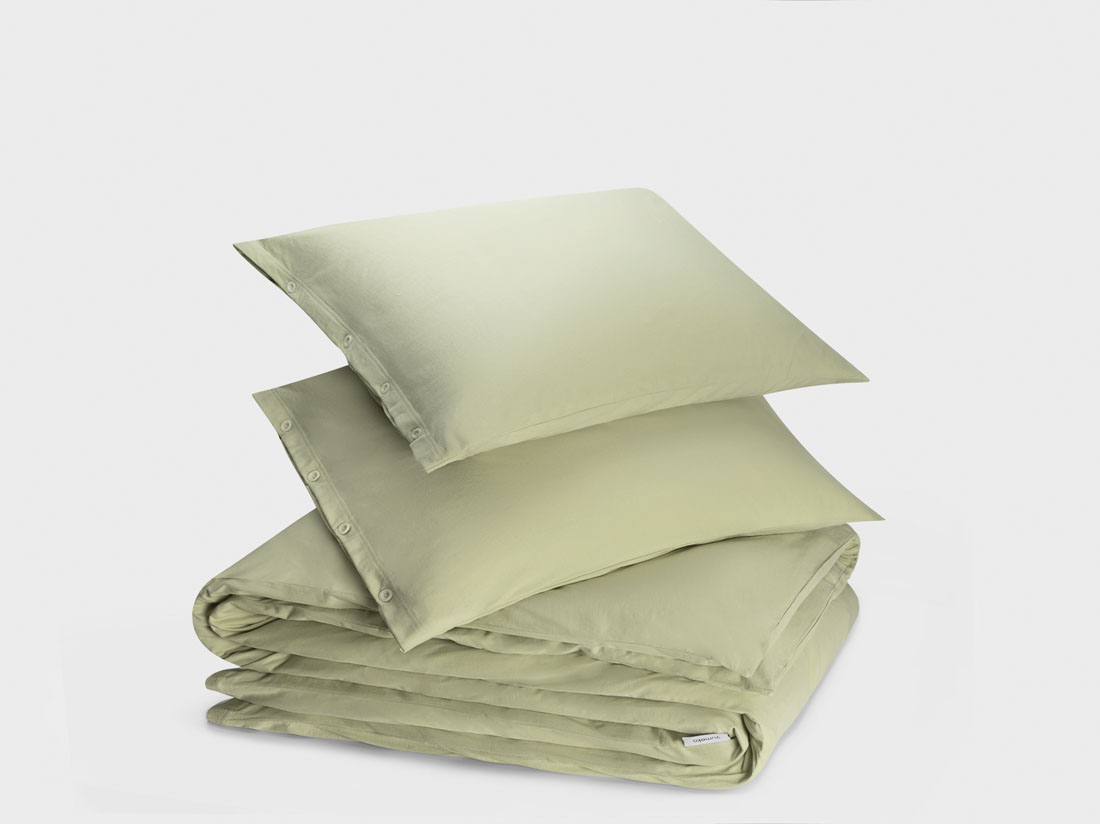 Yumeko Dekbedovertrek jersey pistachio green 200x220 2 60x70 100 biologisch en fairtrade katoen, jersey katoen (gebreid)