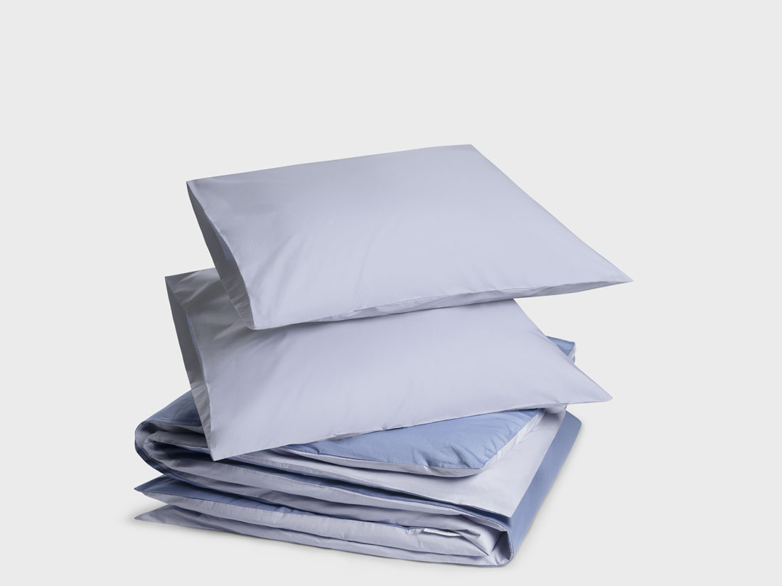 Yumeko Dekbedovertrek percal double face lavender serene blue 240x220 2 60x70 100 biologisch en fairtrade katoen, percal geweven