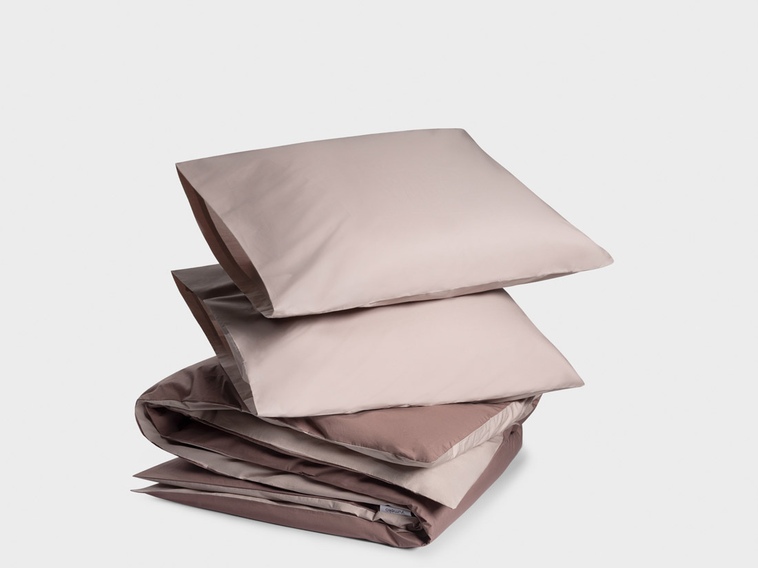 Yumeko Dekbedovertrek percal double face rose mauve 240x220 2 60x70 100 biologisch en fairtrade katoen, percal geweven