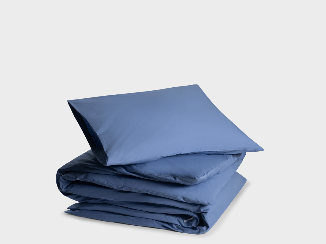Yumeko Dekbedovertrek percal serene blue 140x220 1 60x70 100 biologisch en fairtrade katoen, percal geweven