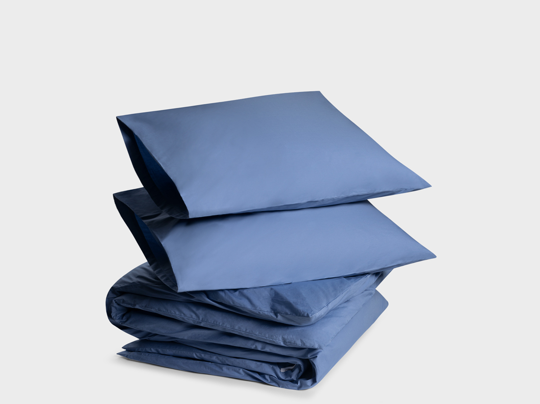 Yumeko Dekbedovertrek percal serene blue 240x220 2 60x70 100 biologisch en fairtrade katoen, percal geweven