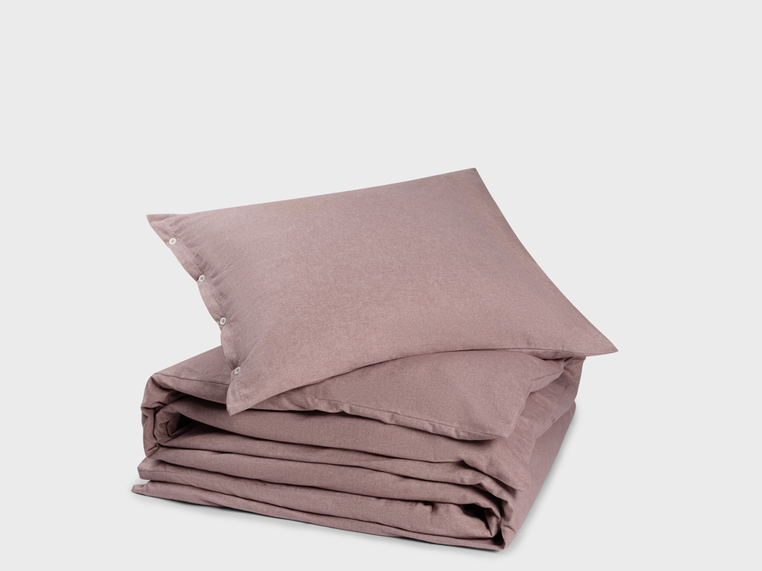 Yumeko Dekbedovertrek velvet flanel mauve chambray 140x220 1 60x70 100 biologisch katoen, flanel (licht geborsteld)