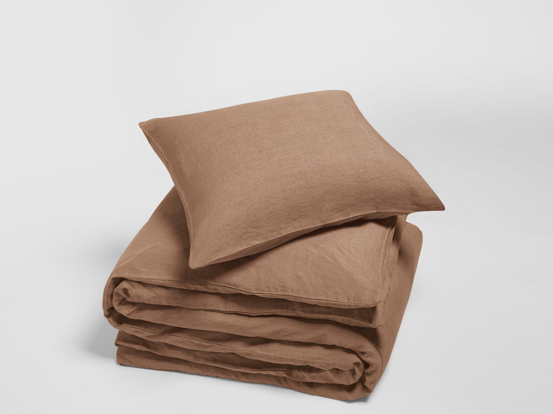 Yumeko Dekbedovertrek gewassen linnen hazel 140x220 1 60x70 100 gewassen linnen