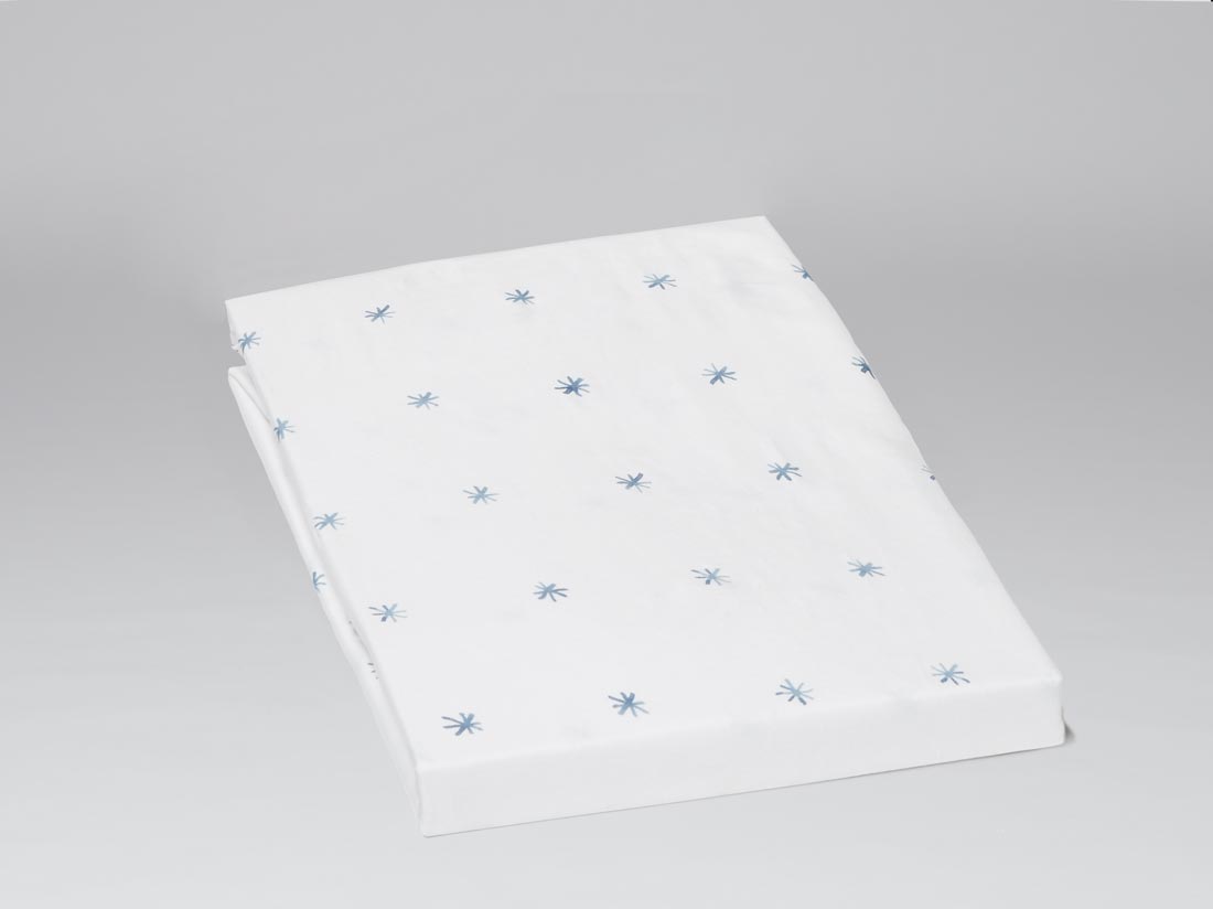 Yumeko Kinderlaken katoen satijn blue starry sky 100 biologisch en fairtrade katoen, satijn geweven