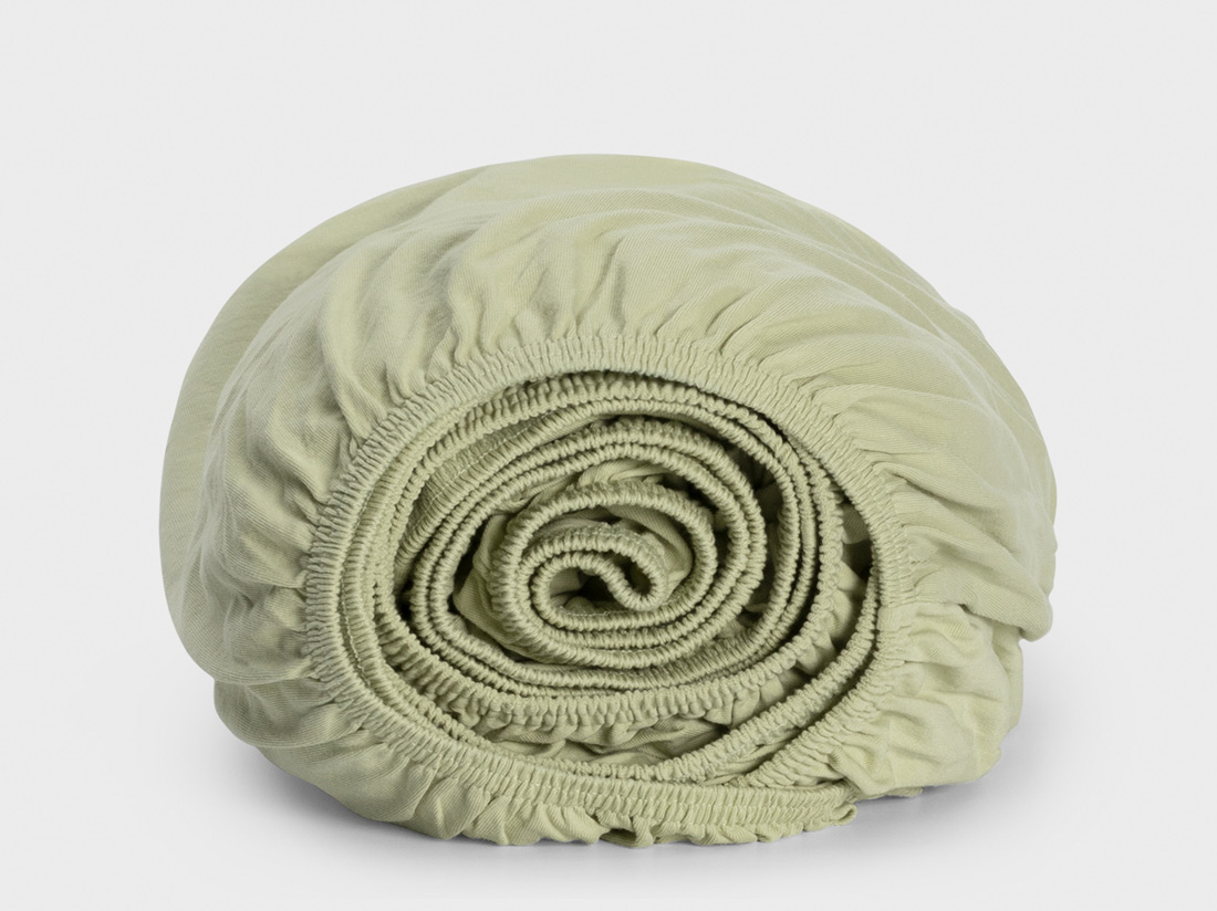 Yumeko Kinderhoeslaken jersey pistachio green 60x120x15 100 biologisch en fairtrade katoen, jersey katoen (gebreid)