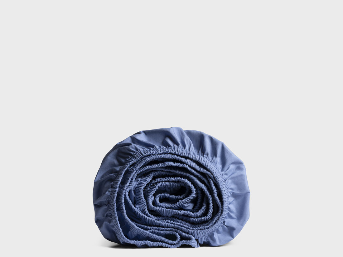 Yumeko Hoeslaken percal serene blue 160x200x30 100 biologisch en fairtrade katoen, percal geweven