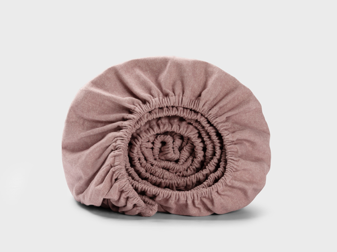 Yumeko Hoeslaken velvet flanel mauve chambray 140x200x30 100 biologisch katoen, flanel (licht geborsteld)