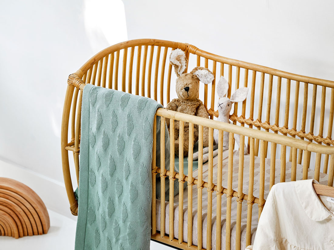 Yumeko Babydeken katoen cloud sea green 75x100 100 biologisch en fairtrade katoen