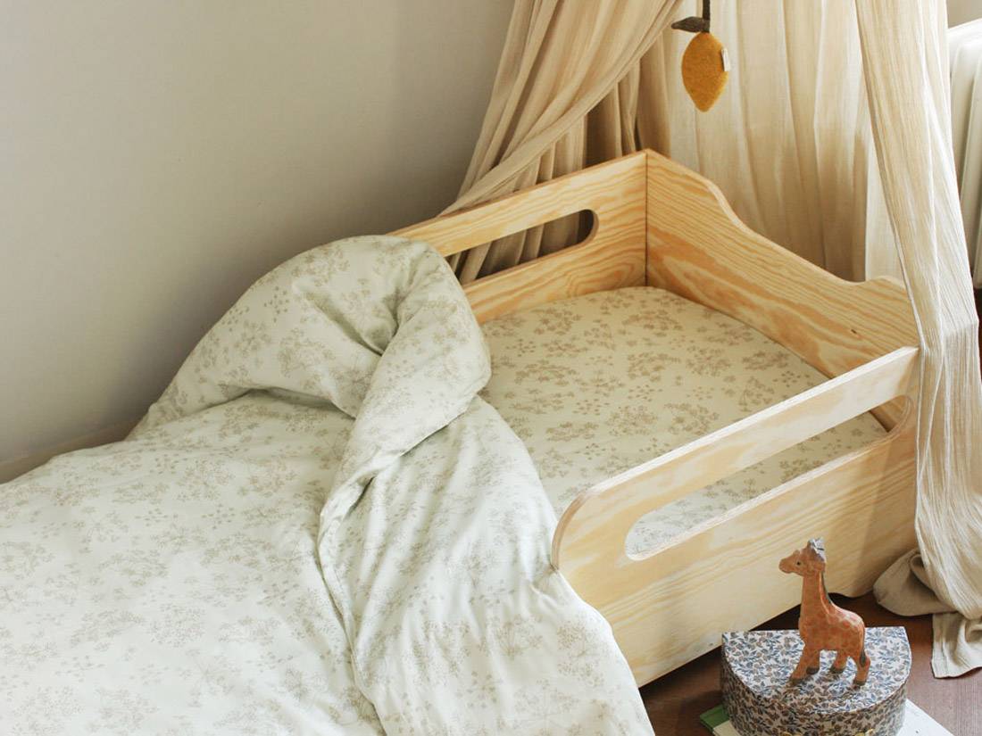 Yumeko Kinderdekbedovertrek katoen satijn natural bloom 100 biologisch katoen, satijn geweven