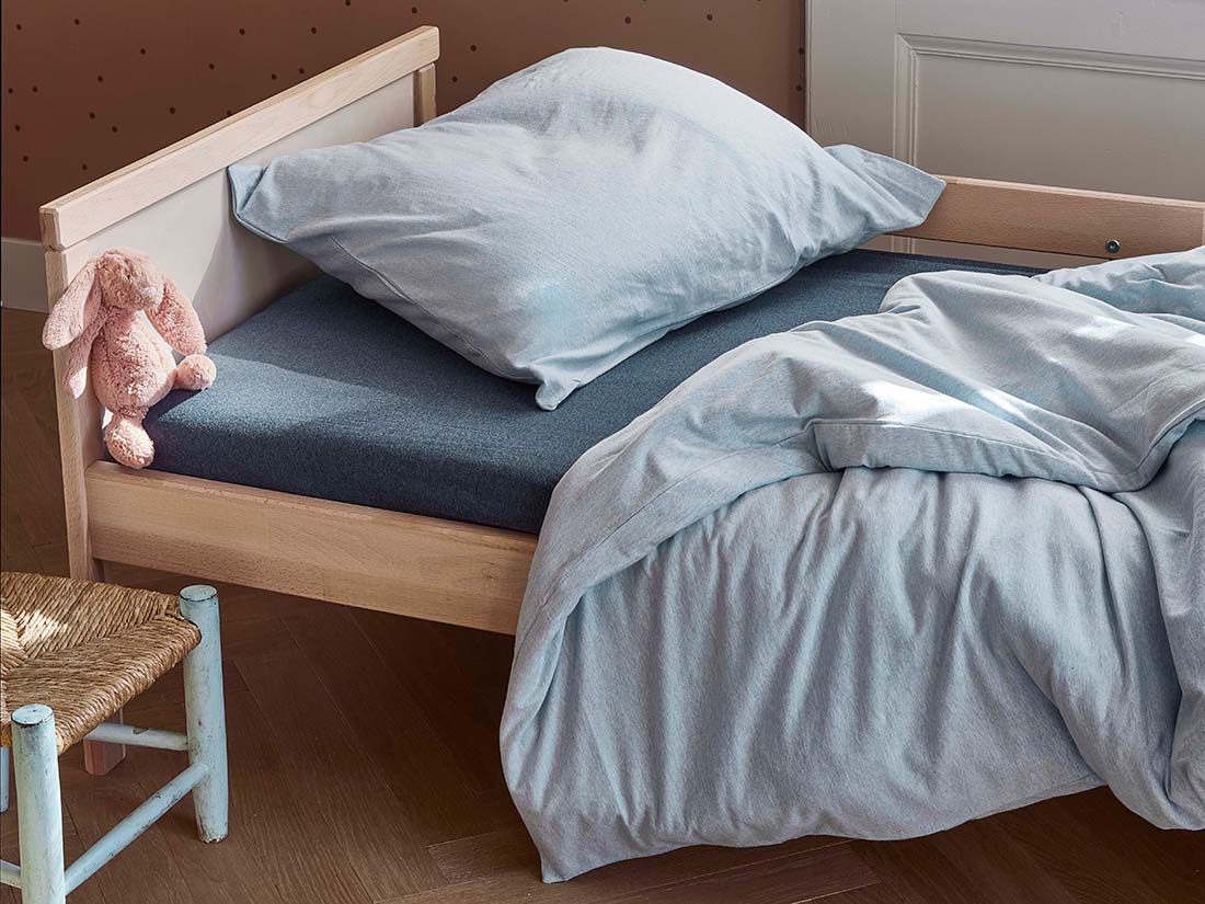 Yumeko Kinderdekbedovertrek jersey soft blue 100 biologisch en fairtrade katoen, jersey katoen (gebreid)