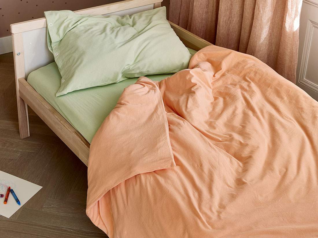 Yumeko Kinderdekbedovertrek jersey perfect peach 100 biologisch en fairtrade katoen, jersey katoen (gebreid)