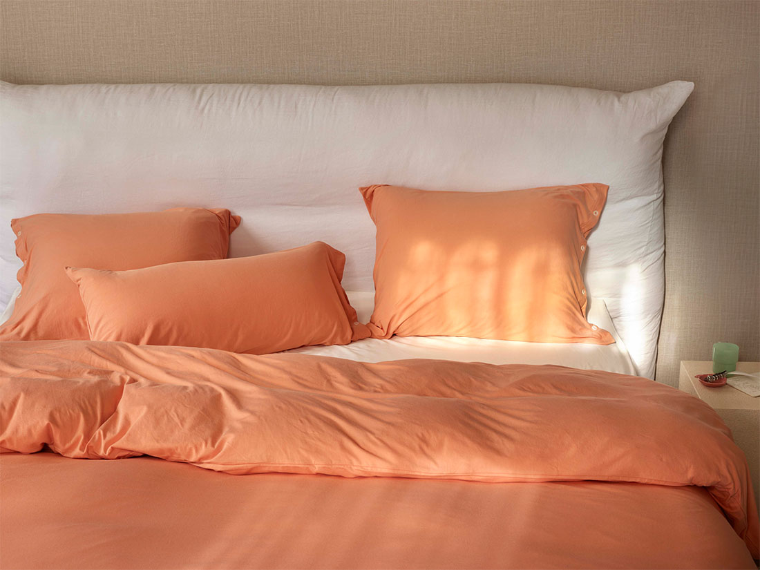 Yumeko Dekbedovertrek jersey perfect peach 100 biologisch en fairtrade katoen, jersey katoen (gebreid)
