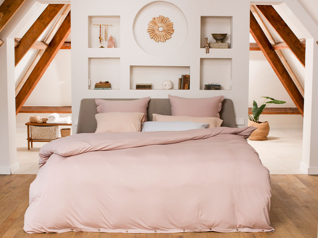 Yumeko Dekbedovertrek jersey vintage rose 100 biologisch en fairtrade katoen, jersey katoen (gebreid)