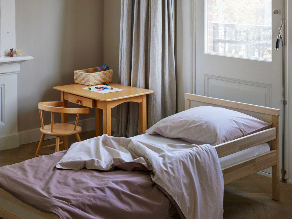 Yumeko Kinderdekbedovertrek percal double face rose mauve 100 biologisch en fairtrade katoen, percal geweven