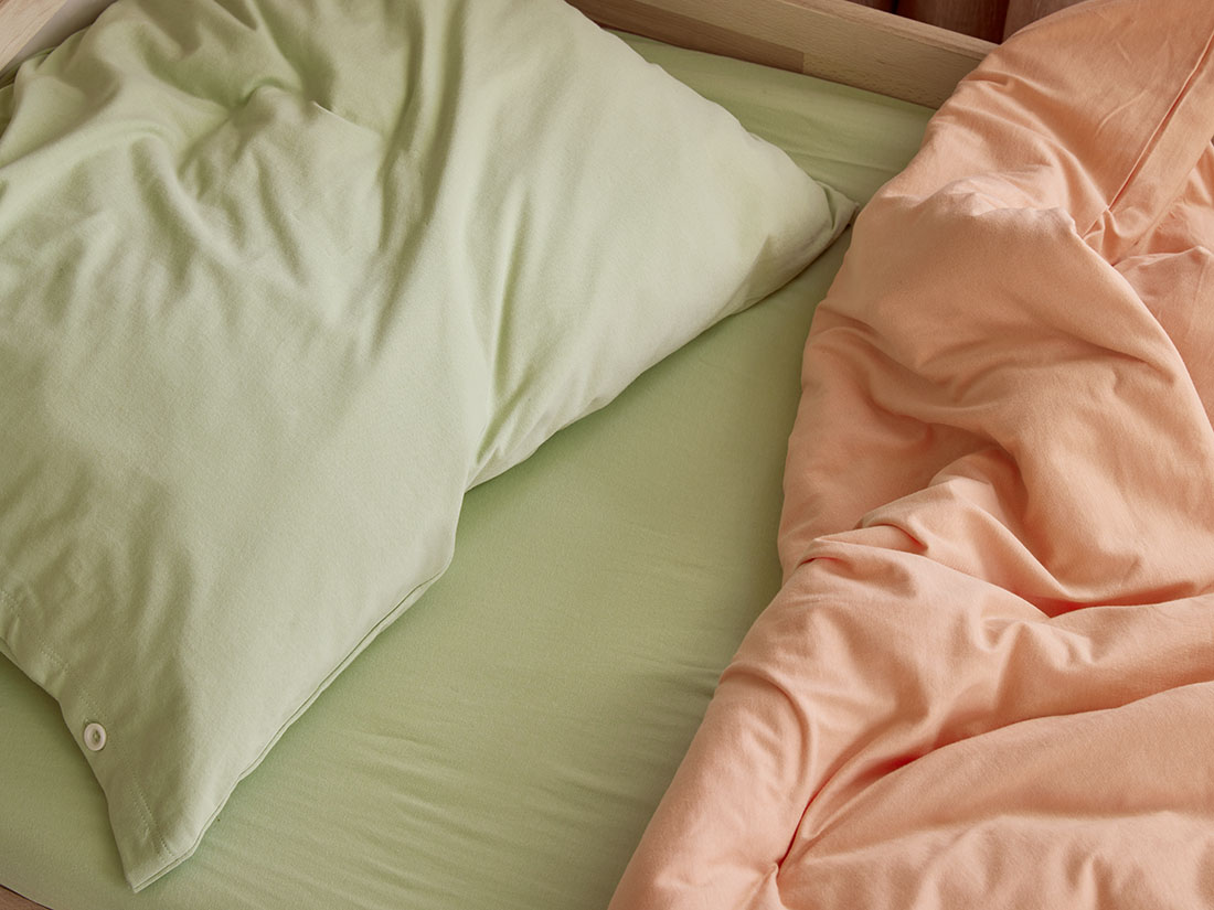 Yumeko Hoeslaken jersey pistachio green 100 biologisch en fairtrade katoen, jersey katoen (gebreid)