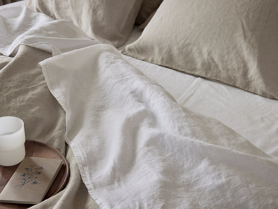 Yumeko Laken gewassen linnen pure white 100 gewassen linnen