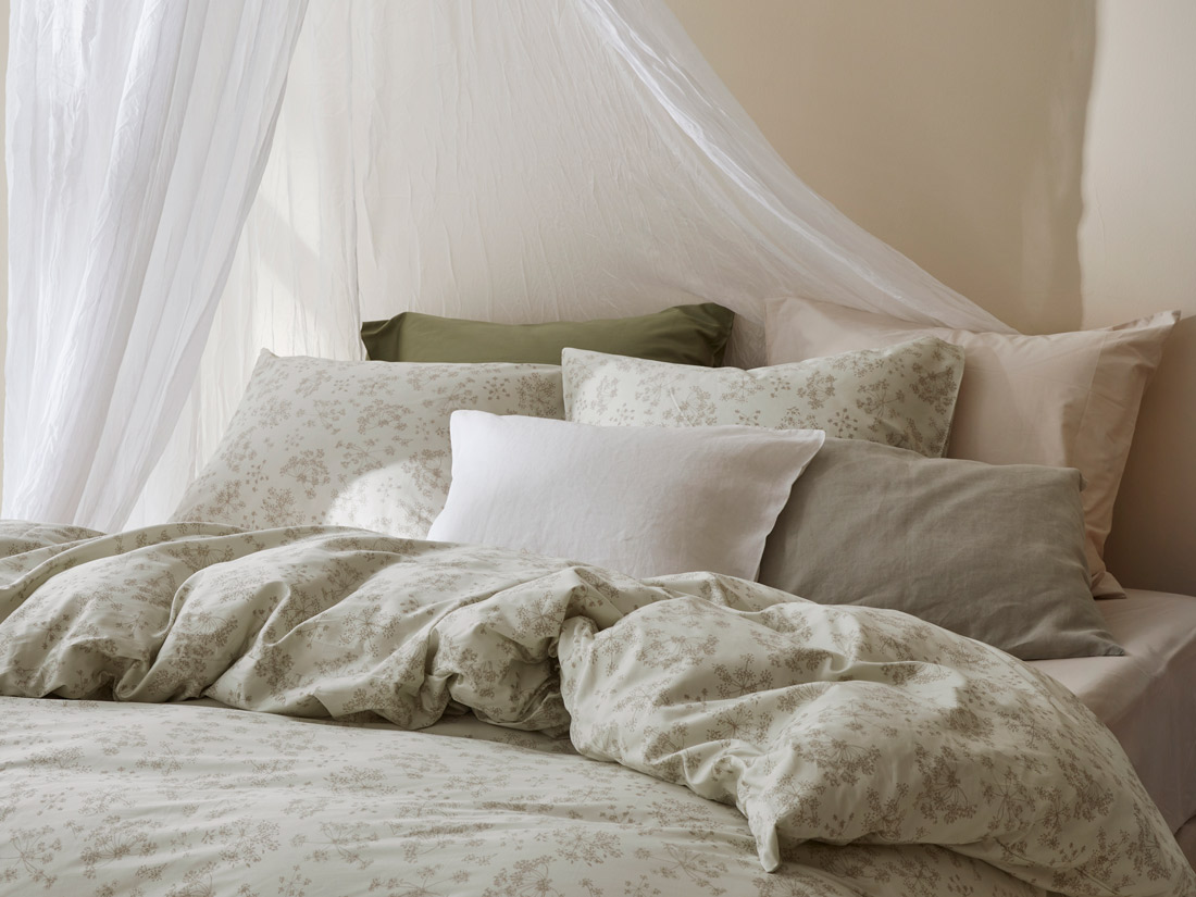 Yumeko Kussensloop katoen satijn natural bloom 100 biologisch katoen, satijn geweven