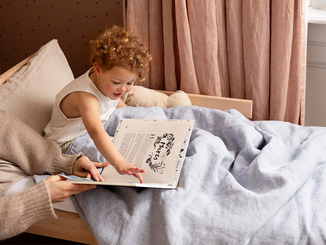 Yumeko Kinderdekbedovertrek gewassen linnen blue chambray 100 gewassen linnen