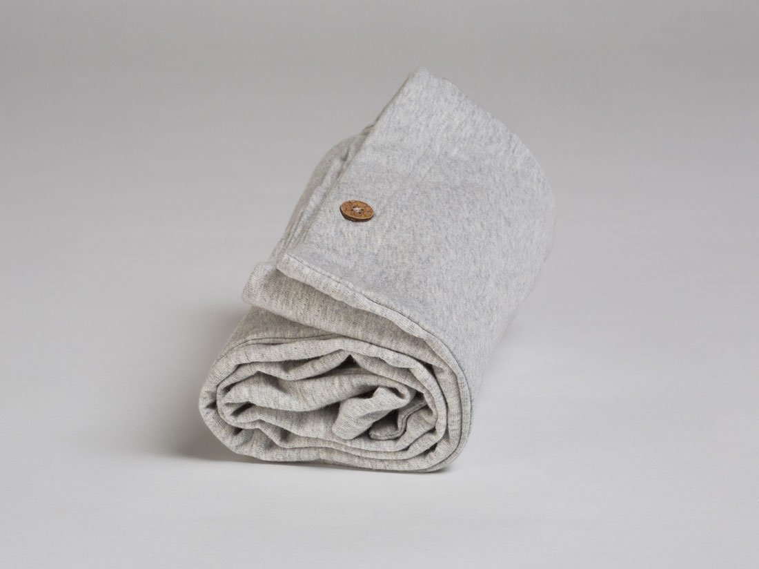 Image of Yumeko Kussensloop jersey white grey 40x80 100% biologisch en fairtrade katoen, jersey katoen (gebreid)