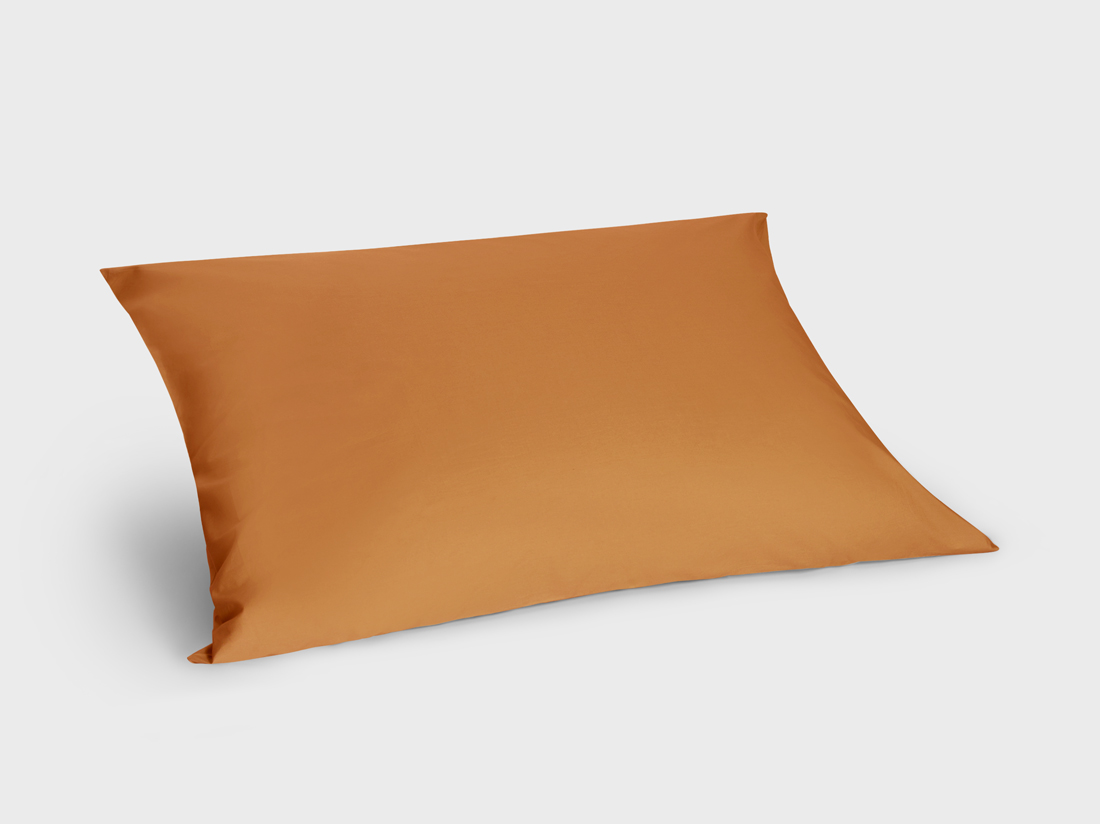 Yumeko Kussensloop percal ochre yellow 70x90 100 biologisch en fairtrade katoen, percal geweven