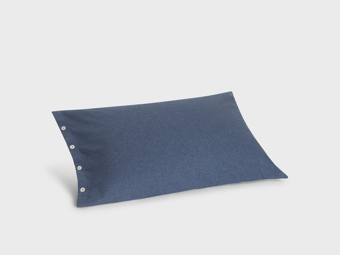 Yumeko Kussensloop velvet flanel denim blue 50x70 100 biologisch katoen, flanel (licht geborsteld)