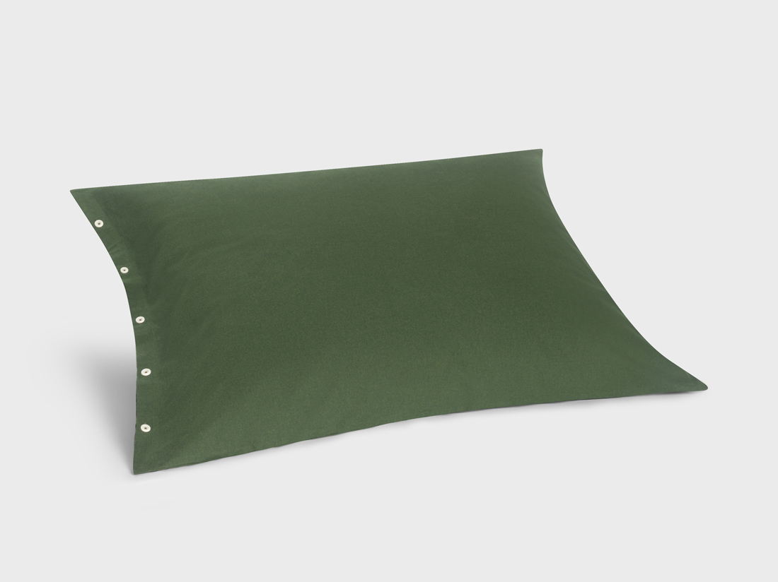 Yumeko Kussensloop velvet flanel moss green 70x90 100 biologisch katoen, flanel (licht geborsteld)