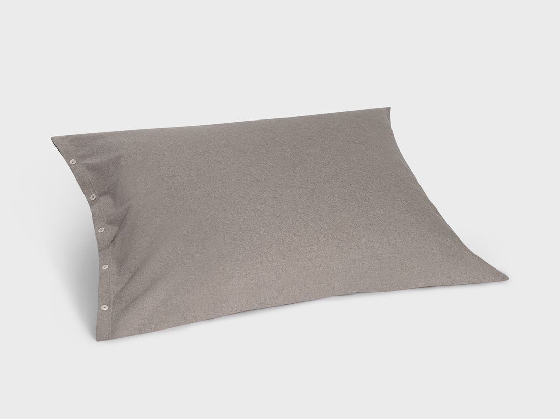 Yumeko Kussensloop velvet flanel stone brown 70x90 100 biologisch katoen, flanel (licht geborsteld)