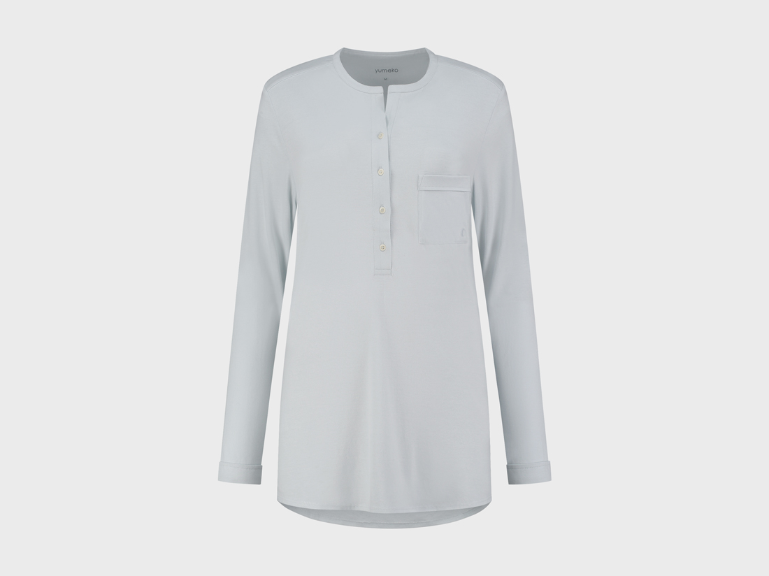Yumeko Pyjamashirt dames jersey morning blue 100 regeneratief biologisch katoen, jersey katoen (gebreid)