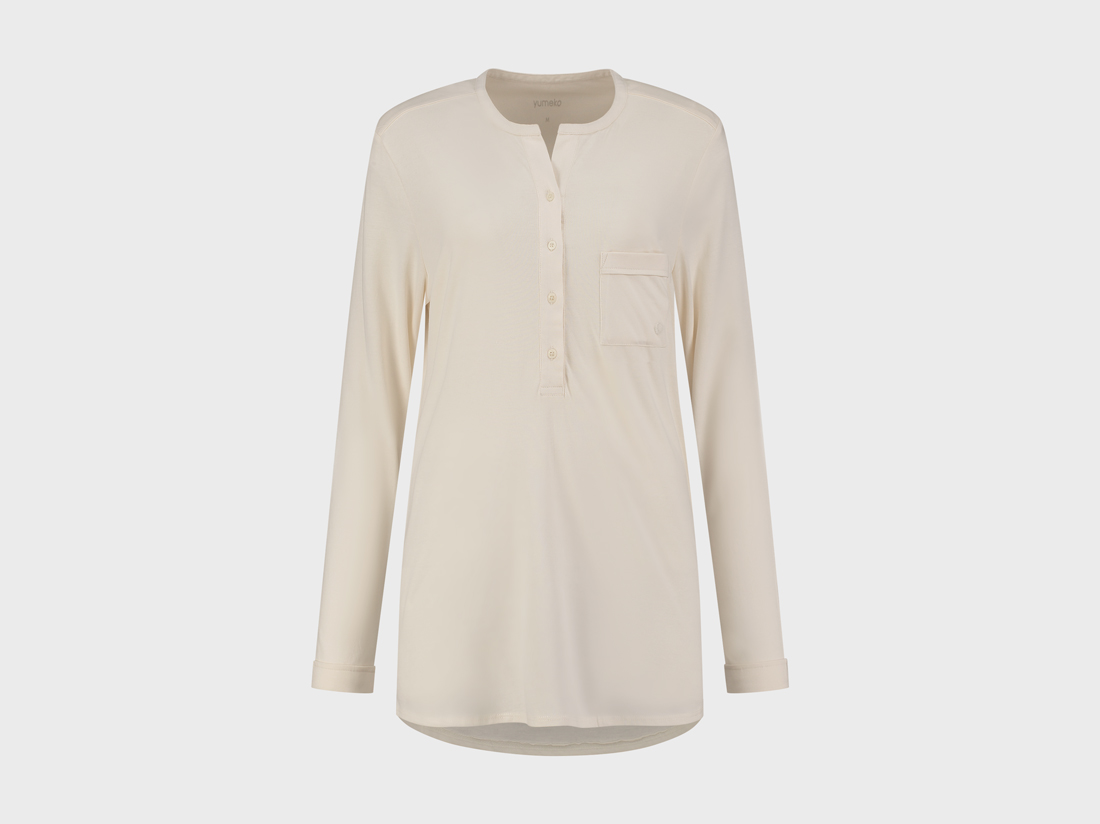 Yumeko Pyjamashirt dames jersey sunrise white 100 regeneratief biologisch katoen, jersey katoen (gebreid)