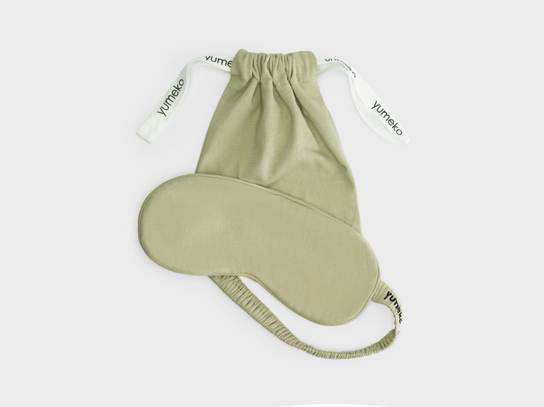 Yumeko Slaapmasker jersey pistachio green 100 biologisch en fairtrade katoen, jersey katoen (gebreid)