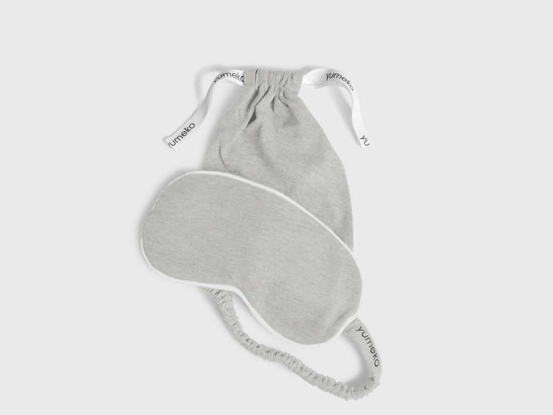 Image of Yumeko Slaapmasker jersey white grey 100% biologisch en fairtrade katoen, jersey katoen (gebreid)