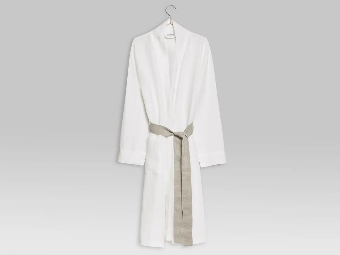 Kimono badjas gewassen linnen pure white from Yumeko