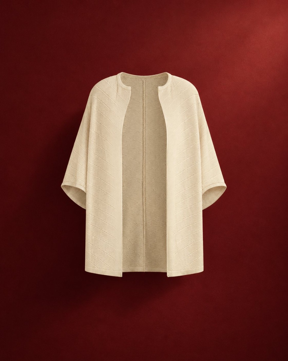 Kimono vest gebreid katoen warm white