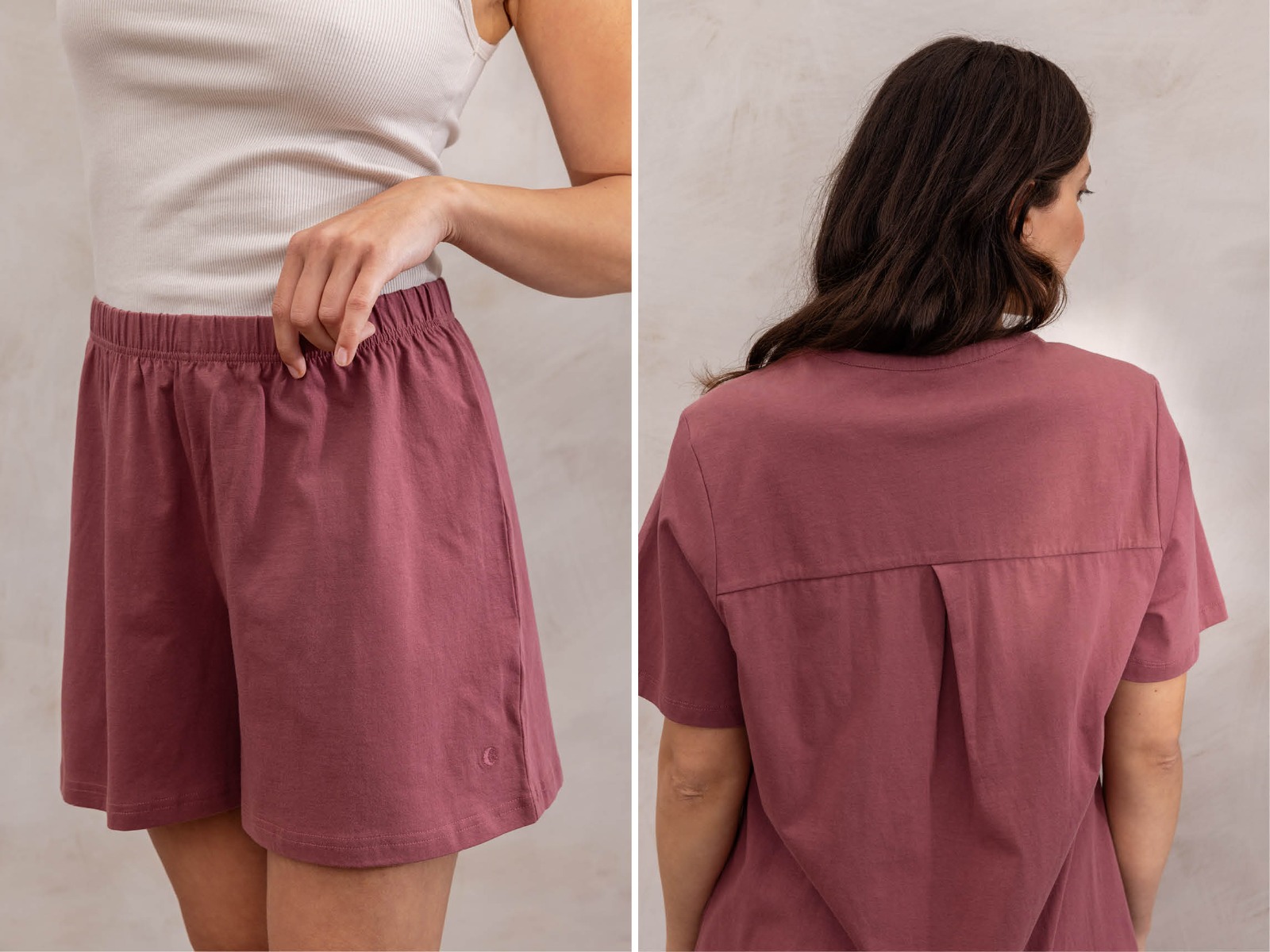 Shorts de pyjama en jersey pour femme rose du soir