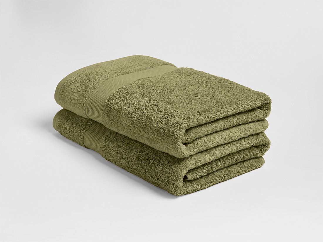 Douchelakens terry olive green 70x140 - 2 st