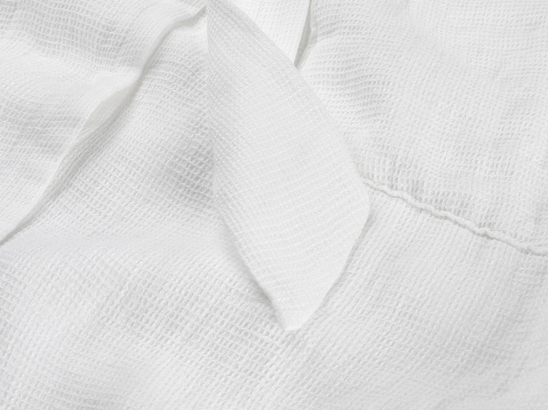 Kimono badjas gewassen linnen wafel pure white