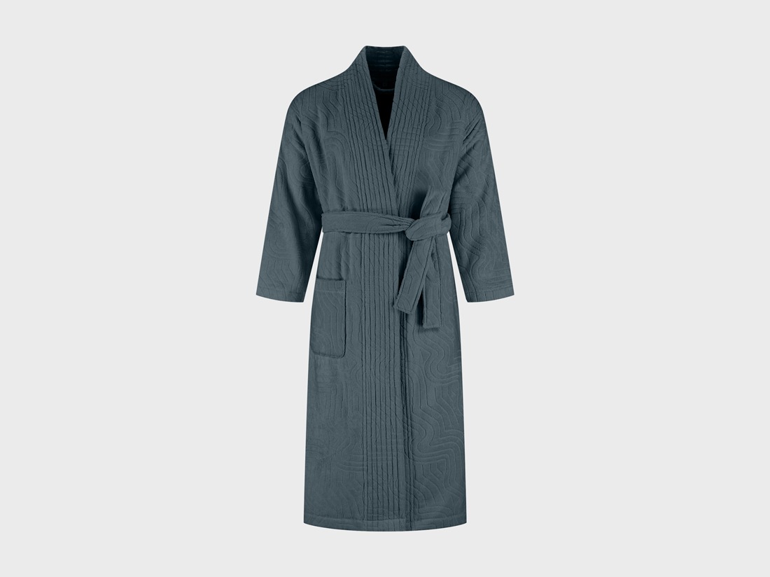 Badjas velours pebble blue