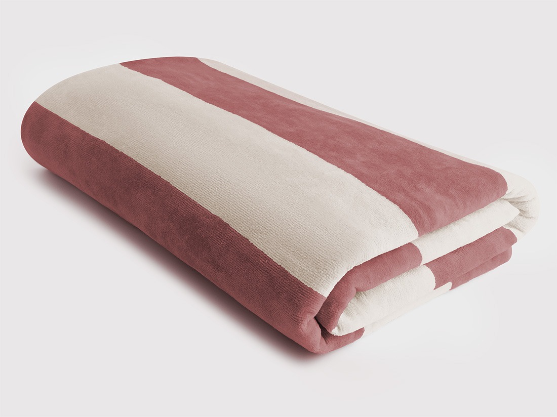 Strandlaken velours blush rose stripe 100x180 - 1 st