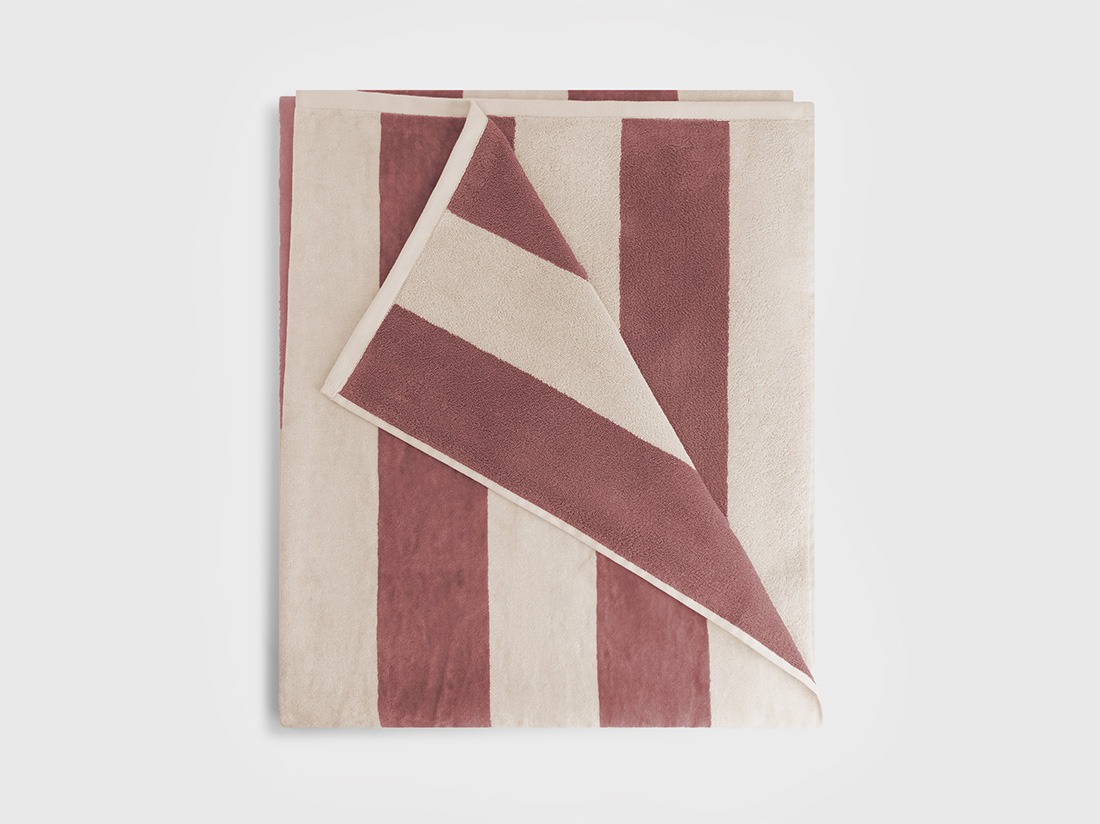 Strandlaken velours blush rose stripe 100x180 - 1 st