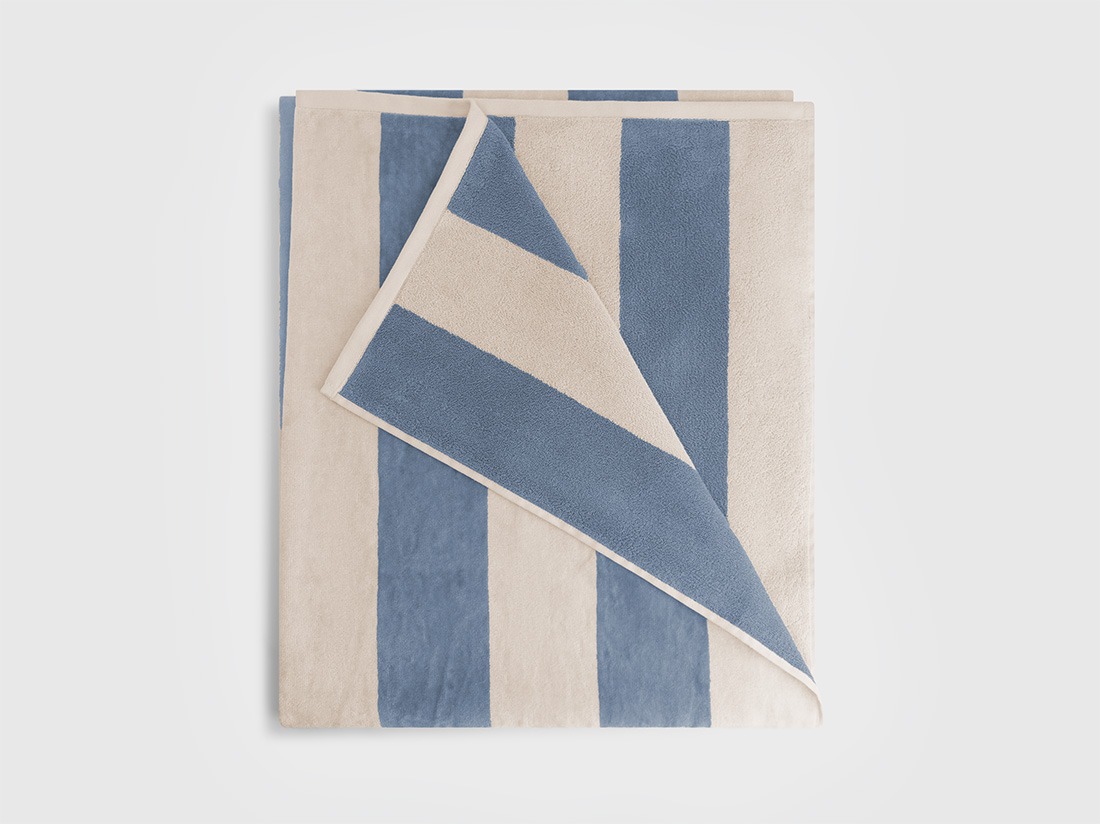 Drap de plage en velours à rayures bleu délavé 100x180 - 1 pc