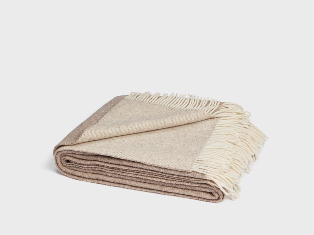 Filt i merinoull camel melange 150x210