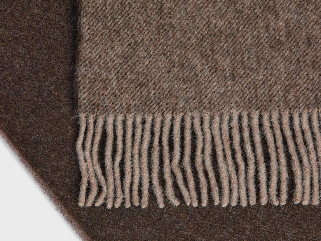 Couverture laine mérinos mélange châtaigne 150x210