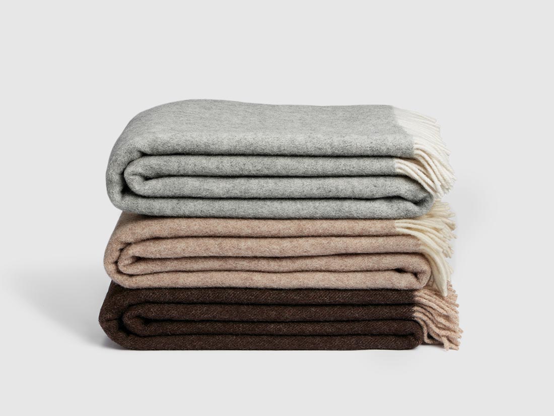 Filt i merinoull camel melange 150x210