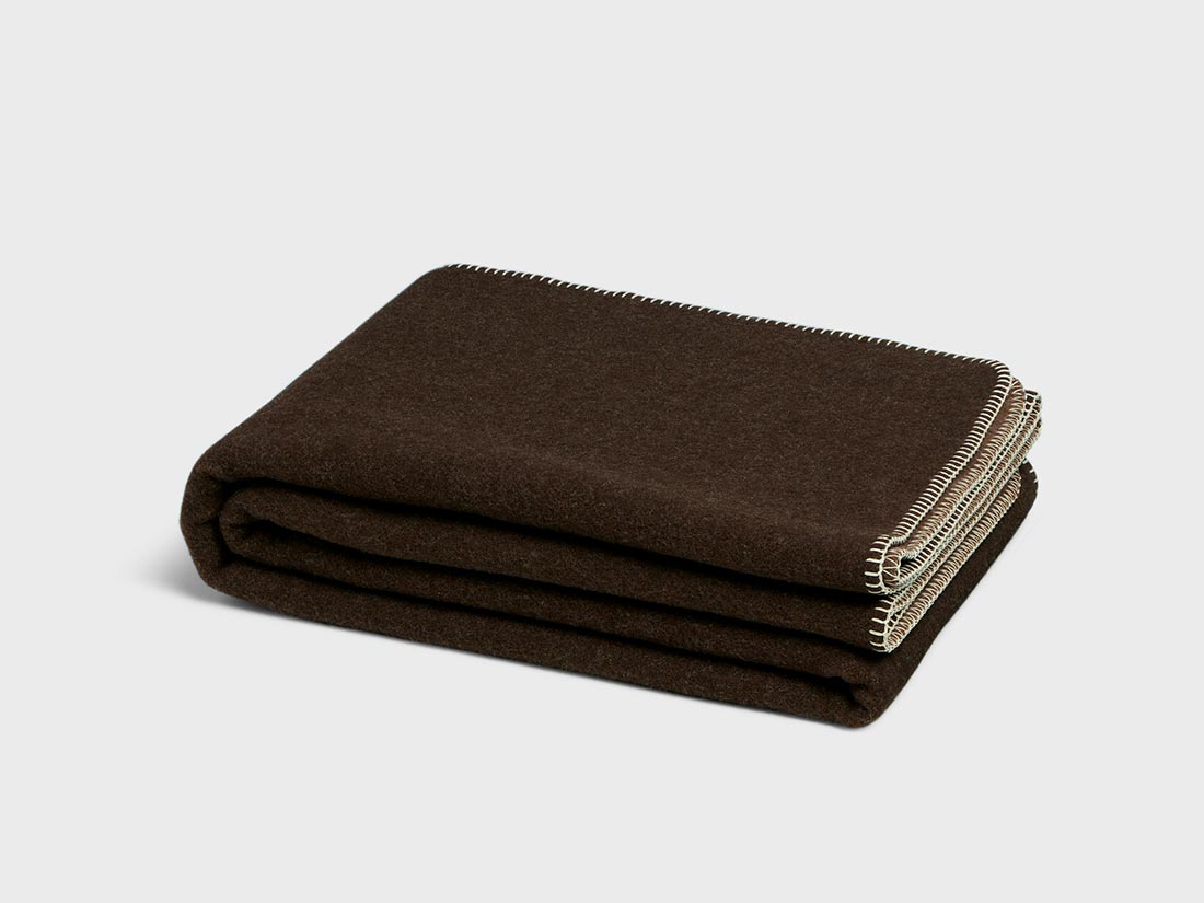 Couverture en laine mérinos châtaigne 150x220