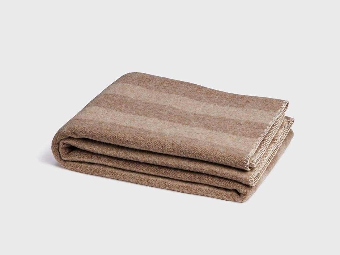 Decke Merinowolle Stripe Brown/Chestnut 150x220