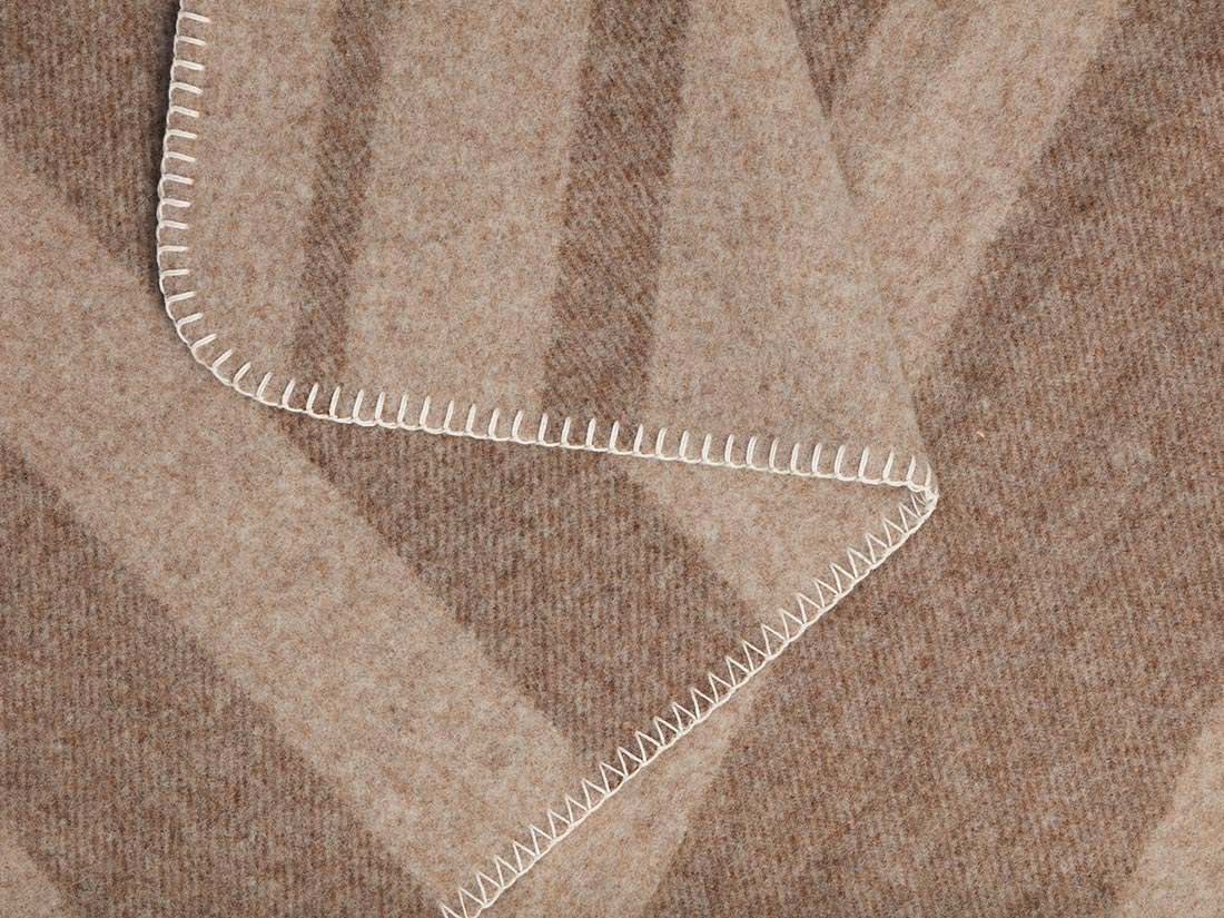 Decke Merinowolle Stripe Brown/Chestnut 150x220